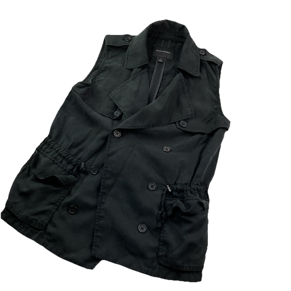 Banana Republic Safari Vest Womens S‎ Double Breasted Drapey Tencel Utility Top